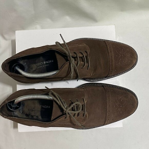 Mario Fagni Mens Brown Leather Round Toe Lace Up Oxford Dress Shoes Size 7.5 - Picture 4 of 9